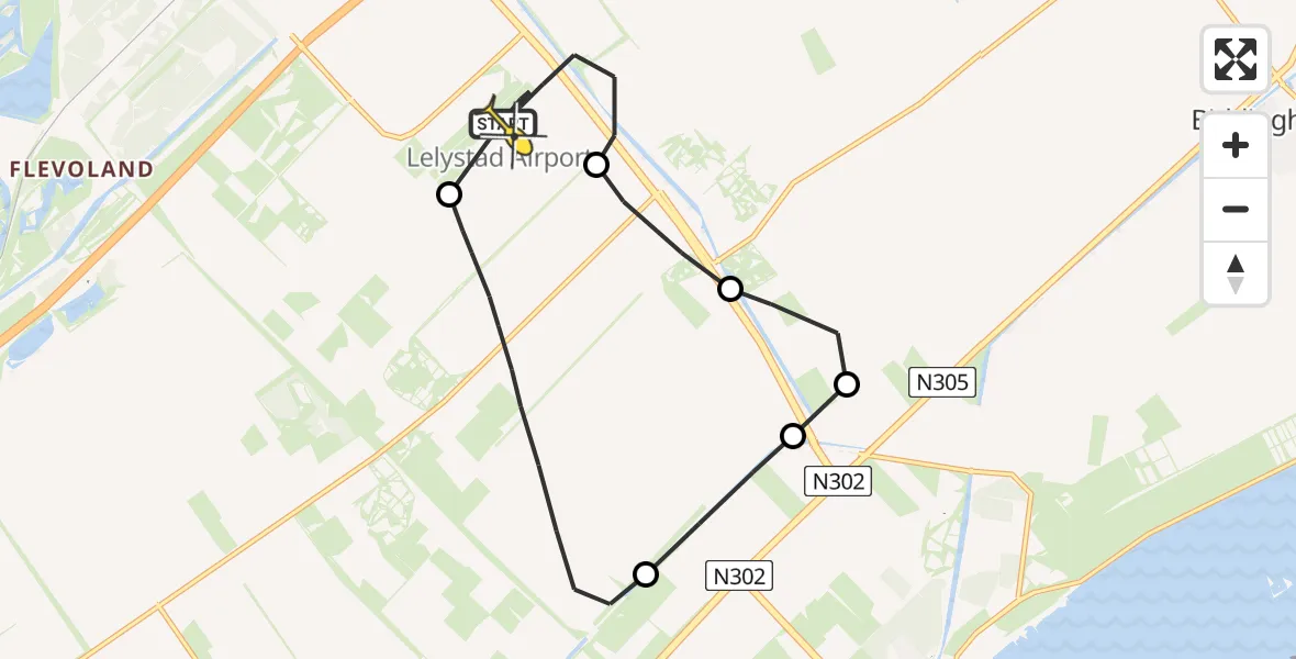 Routekaart van de vlucht: Traumaheli naar Lelystad Airport