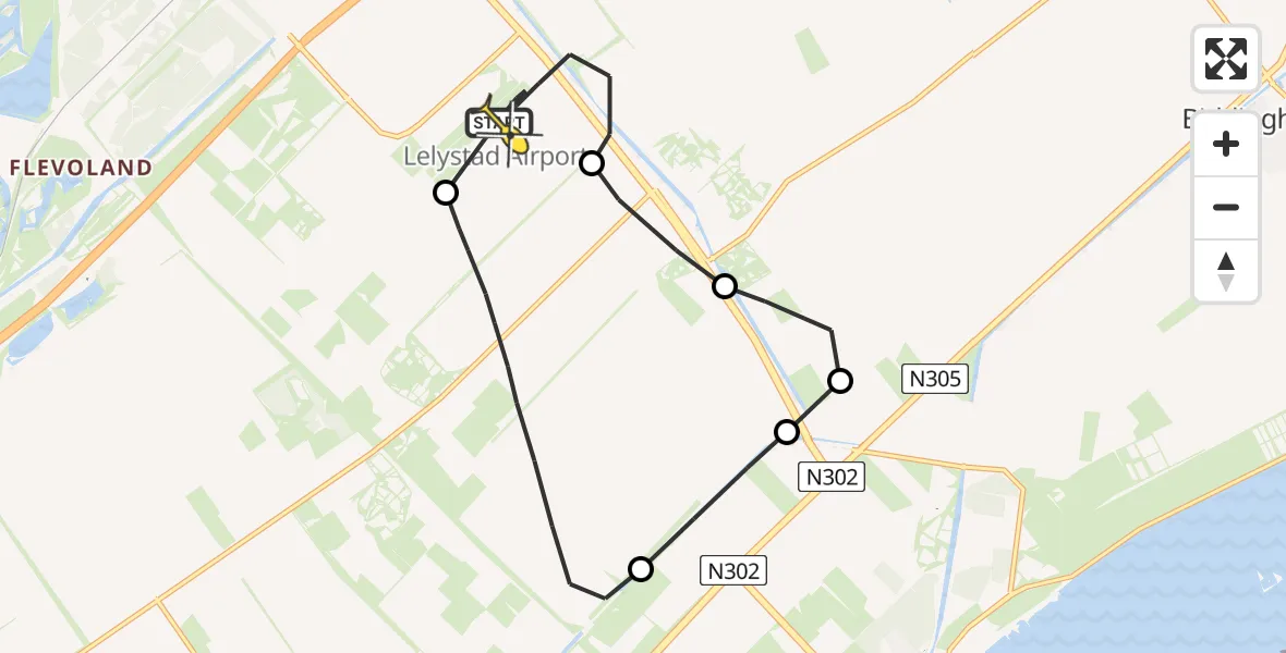 Routekaart van de vlucht: Traumahelikopter naar Lelystad Airport