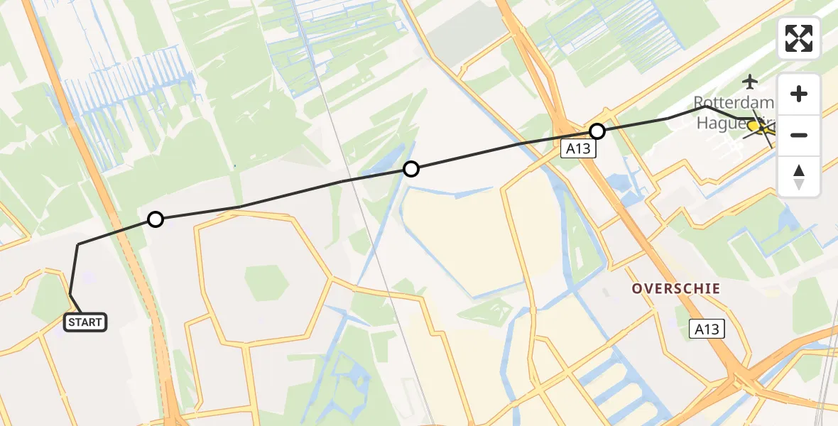 Routekaart van de vlucht: Lifeliner 2 naar Rotterdam The Hague Airport