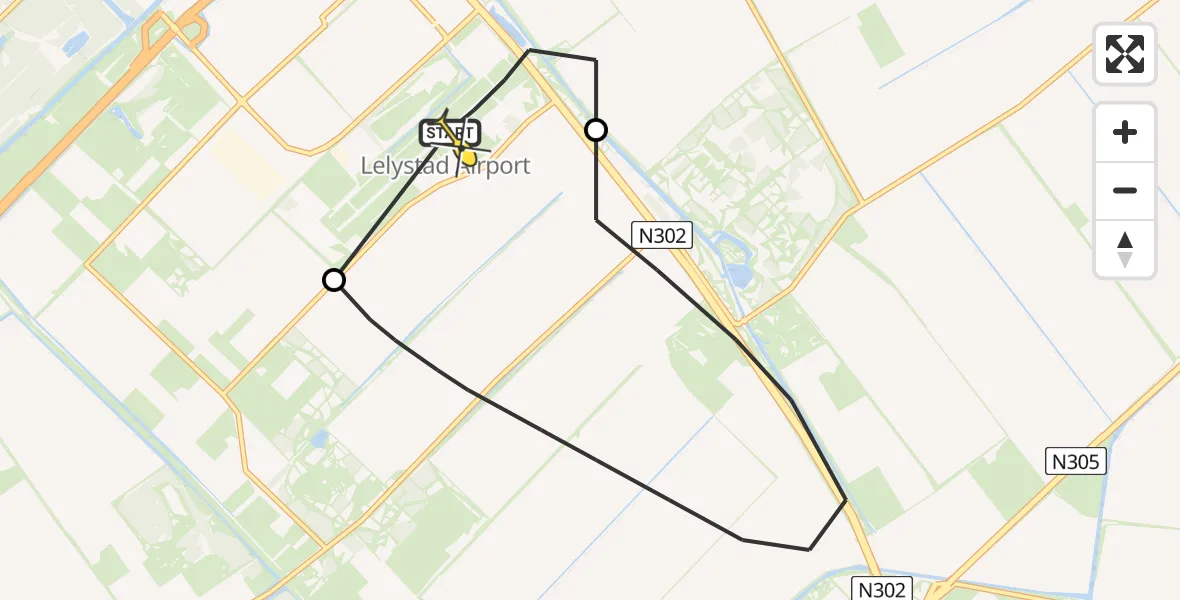 Routekaart van de vlucht: Traumaheli naar Lelystad Airport