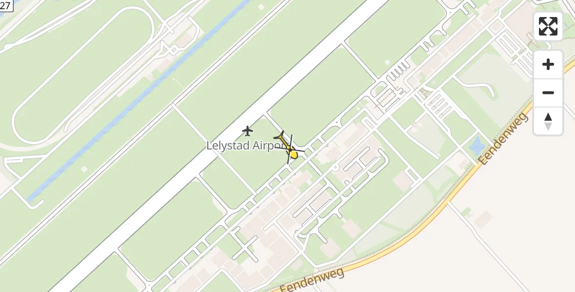 Vluchtroute Traumahelikopter van Lelystad Airport naar Lelystad Airport