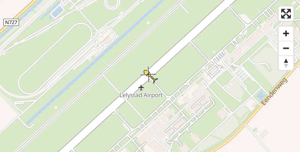 Vluchtroute Traumahelikopter van Lelystad Airport naar Lelystad Airport