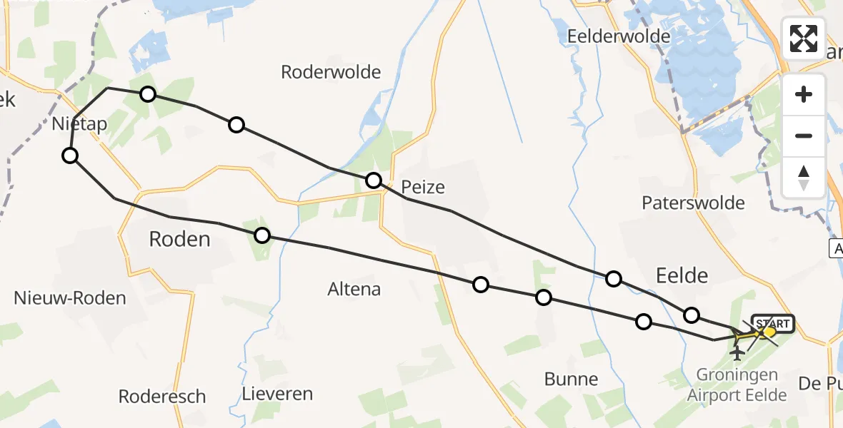 Routekaart van de vlucht: Lifeliner 4 naar Groningen Airport Eelde