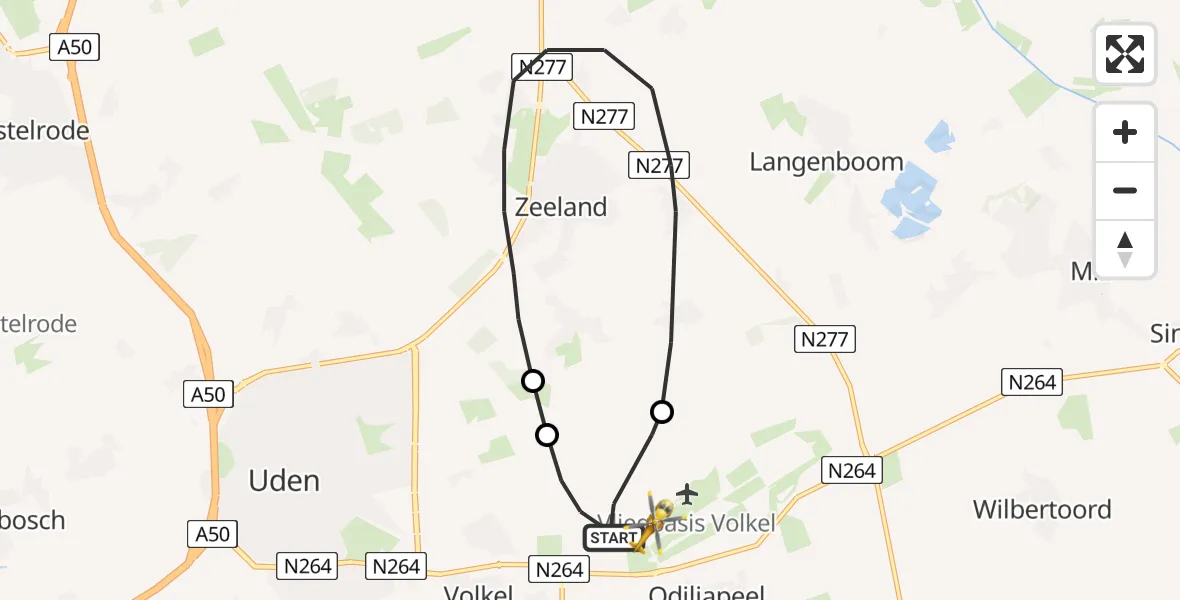 Vluchtroute Traumahelikopter Vliegbasis Volkel - Vliegbasis Volkel, 21 januari 2023, 05:36