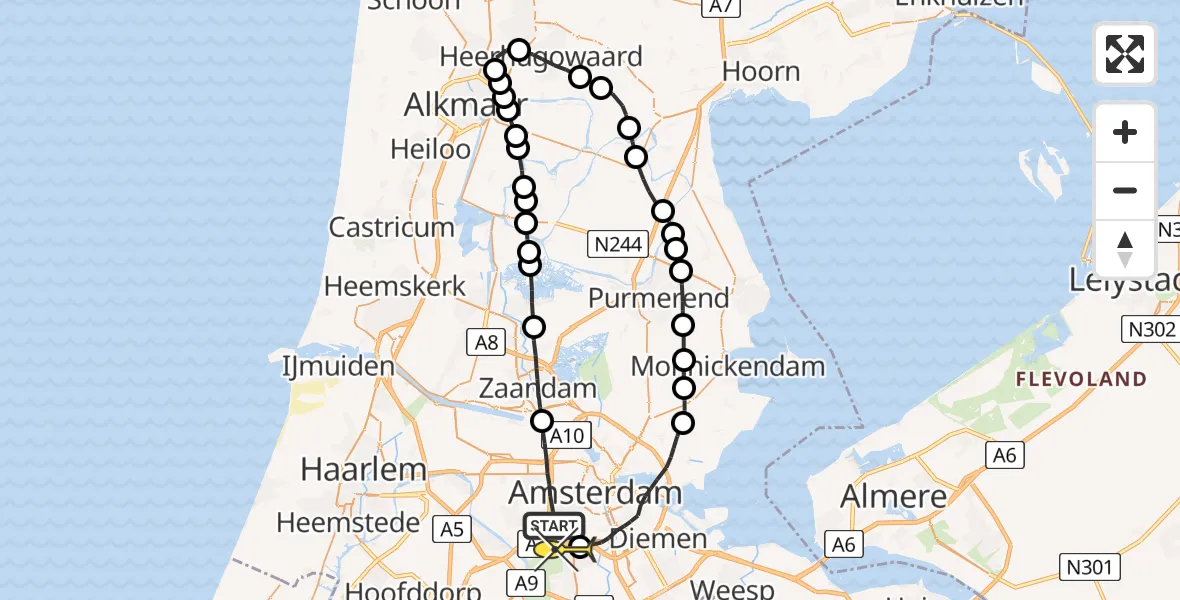 Routekaart van de vlucht: Lifeliner 1 naar VU Medisch Centrum Amsterdam