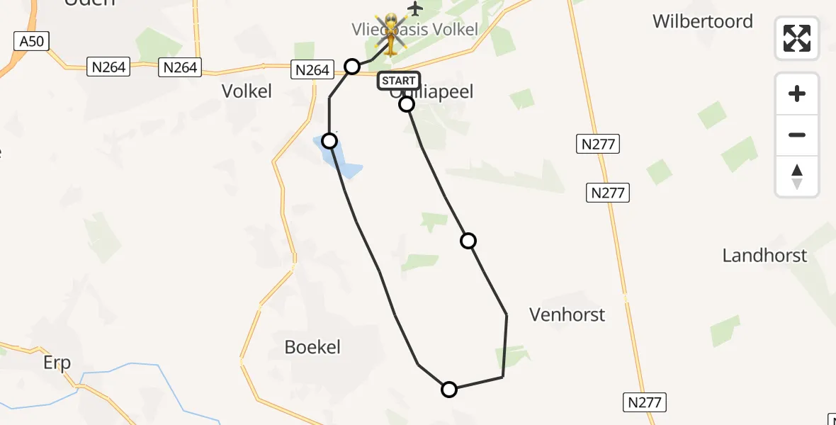 Vluchtroute Traumahelikopter Vliegbasis Volkel - Vliegbasis Volkel, 21 januari 2023, 23:28