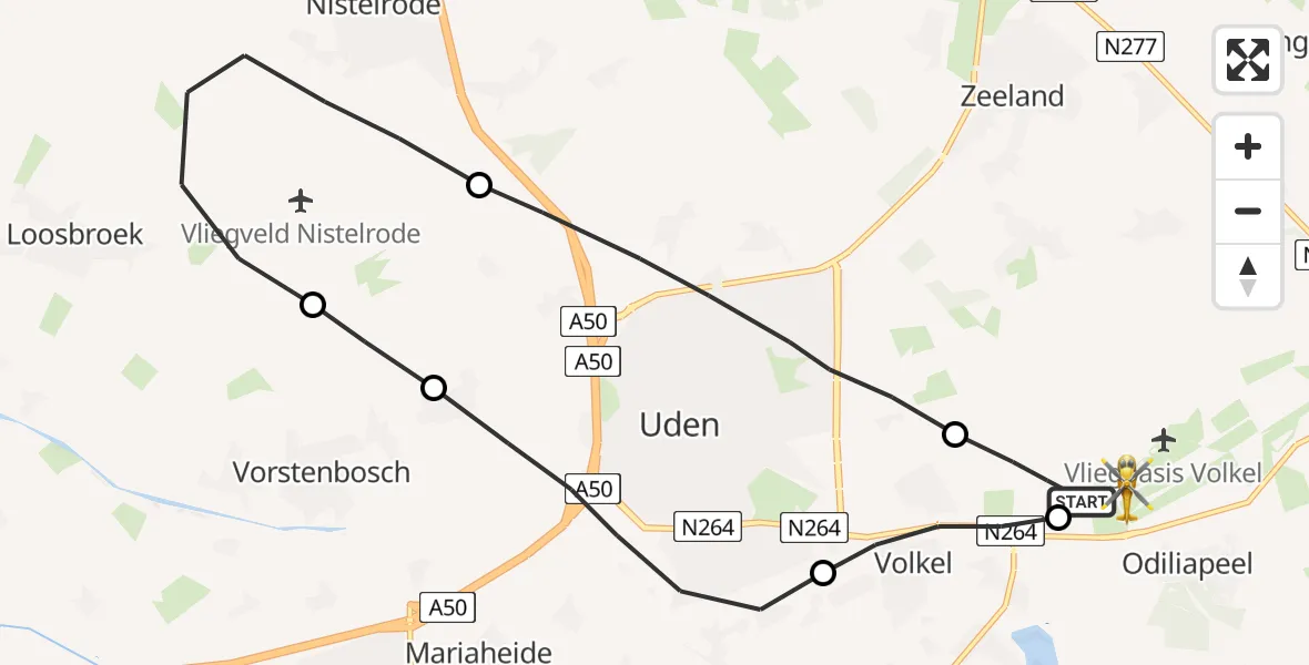Vluchtroute Traumahelikopter Vliegbasis Volkel - Vliegbasis Volkel, 22 januari 2023, 02:39