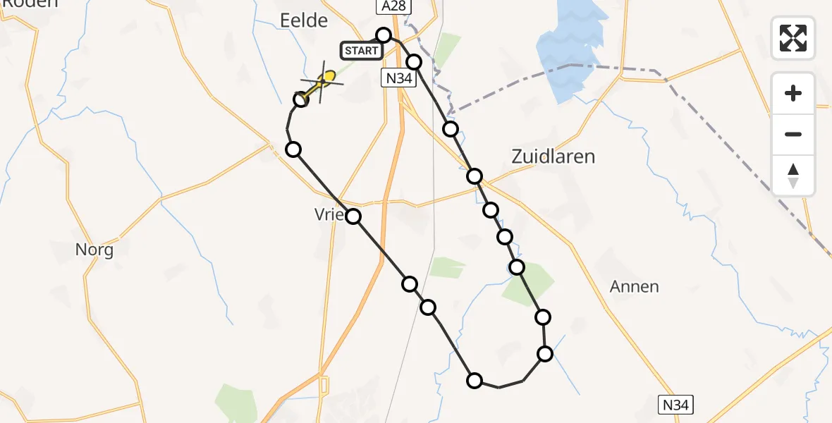 Routekaart van de vlucht: Lifeliner 4 naar Groningen Airport Eelde