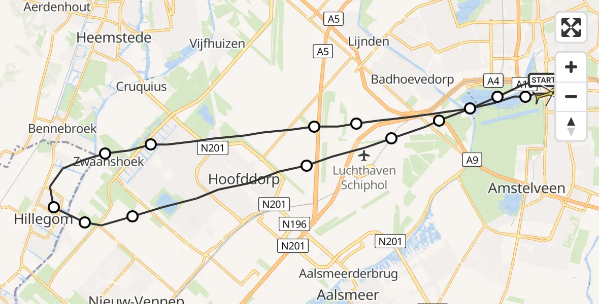 Routekaart van de vlucht: Lifeliner 1 naar VU Medisch Centrum Amsterdam
