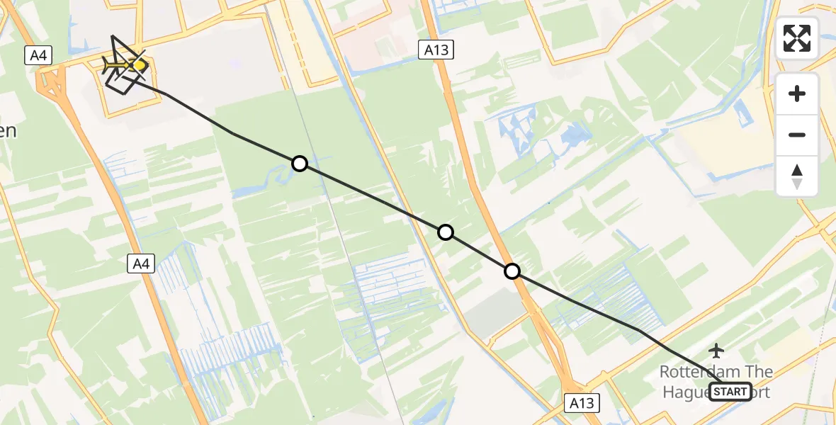 Routekaart van de vlucht: Lifeliner 2 naar Delft