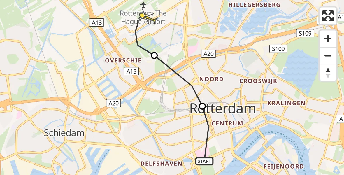 Routekaart van de vlucht: Lifeliner 2 naar Rotterdam The Hague Airport