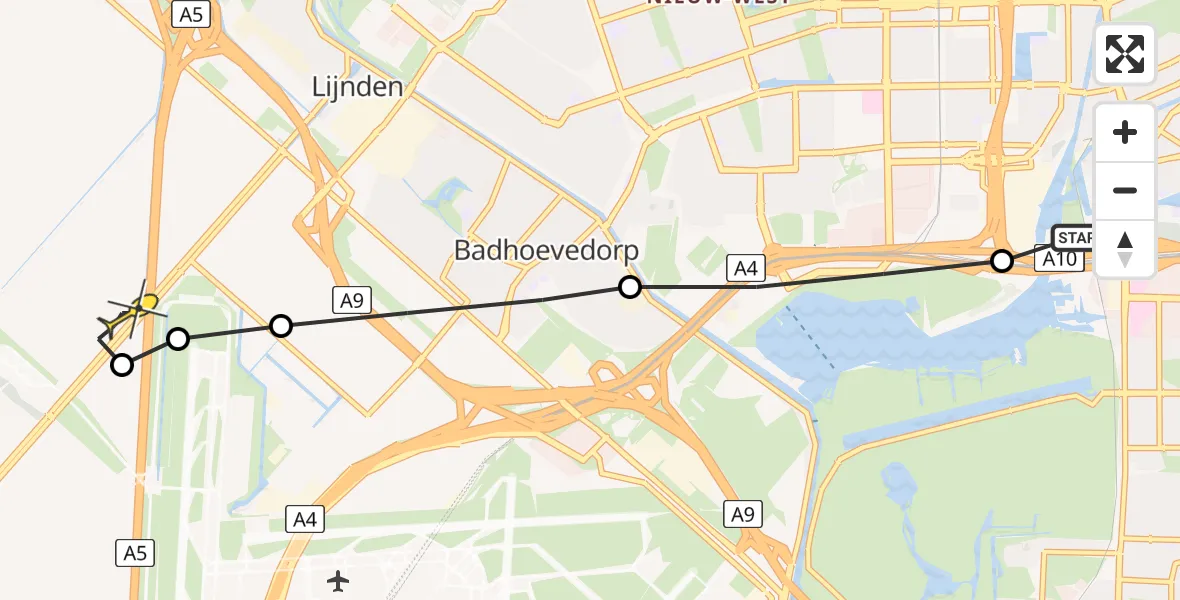 Routekaart van de vlucht: Lifeliner 1 naar Lijnden