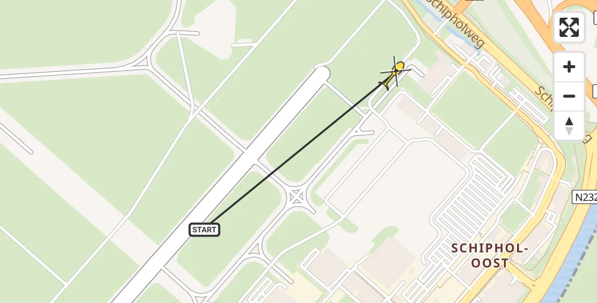 Vluchtroute Politiehelikopter van Schiphol naar Schiphol