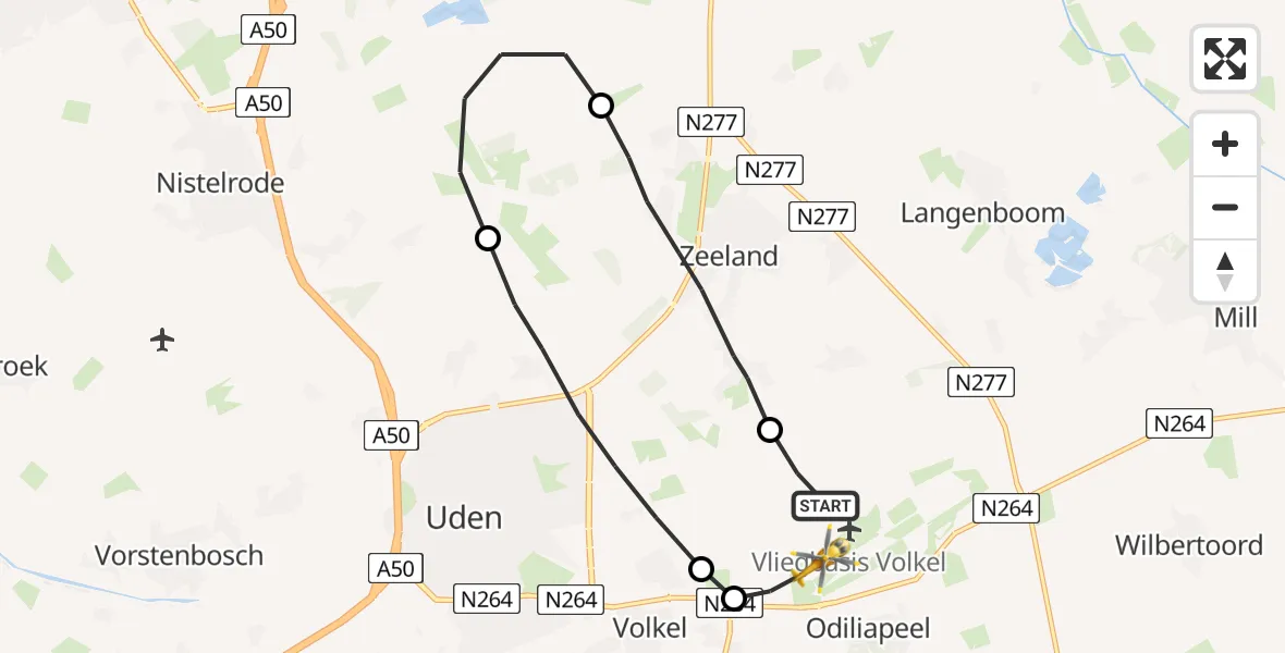 Vluchtroute Traumahelikopter Vliegbasis Volkel - Vliegbasis Volkel, 22 januari 2023, 10:17