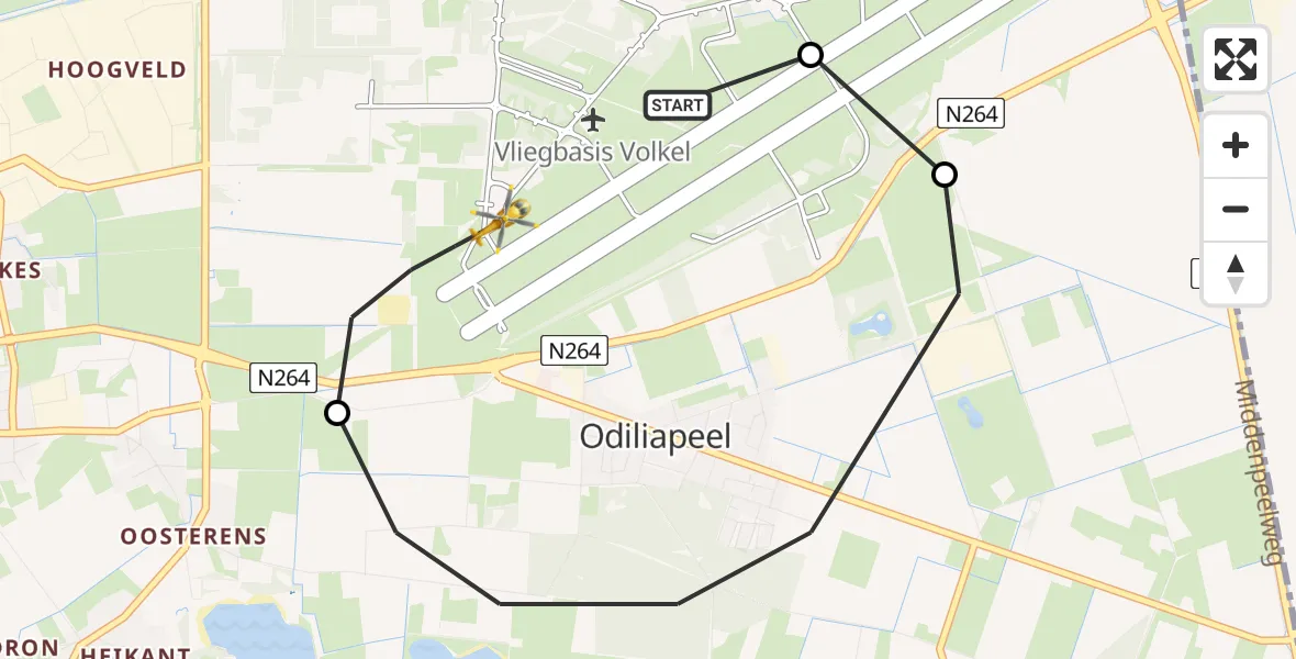 Vluchtroute Traumahelikopter Vliegbasis Volkel - Vliegbasis Volkel, 22 januari 2023, 10:50