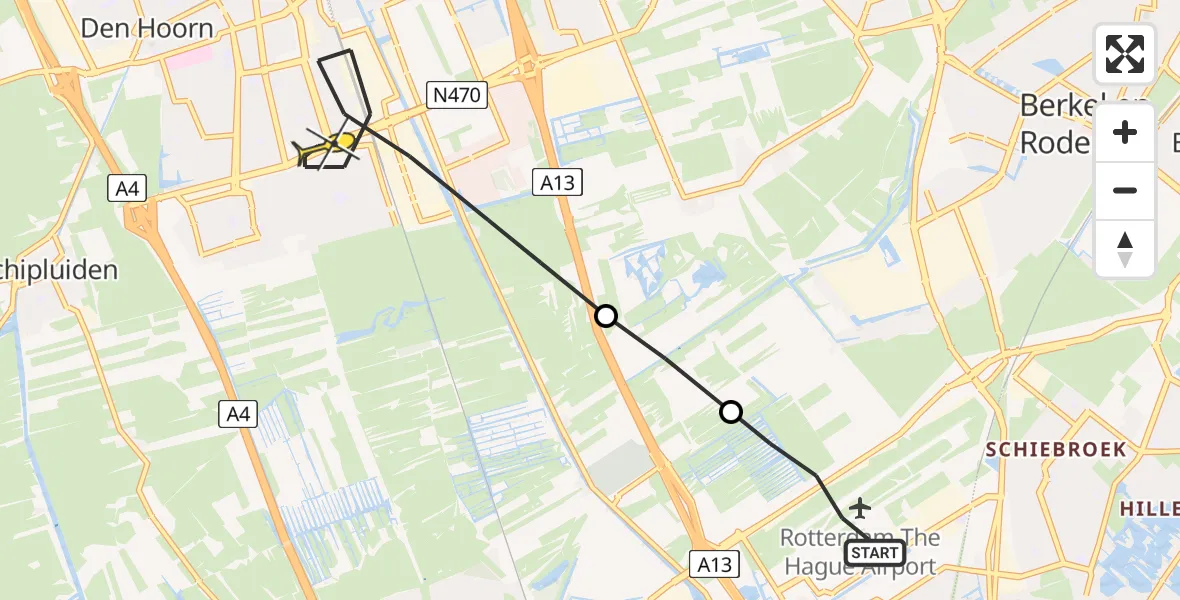 Routekaart van de vlucht: Lifeliner 2 naar Delft