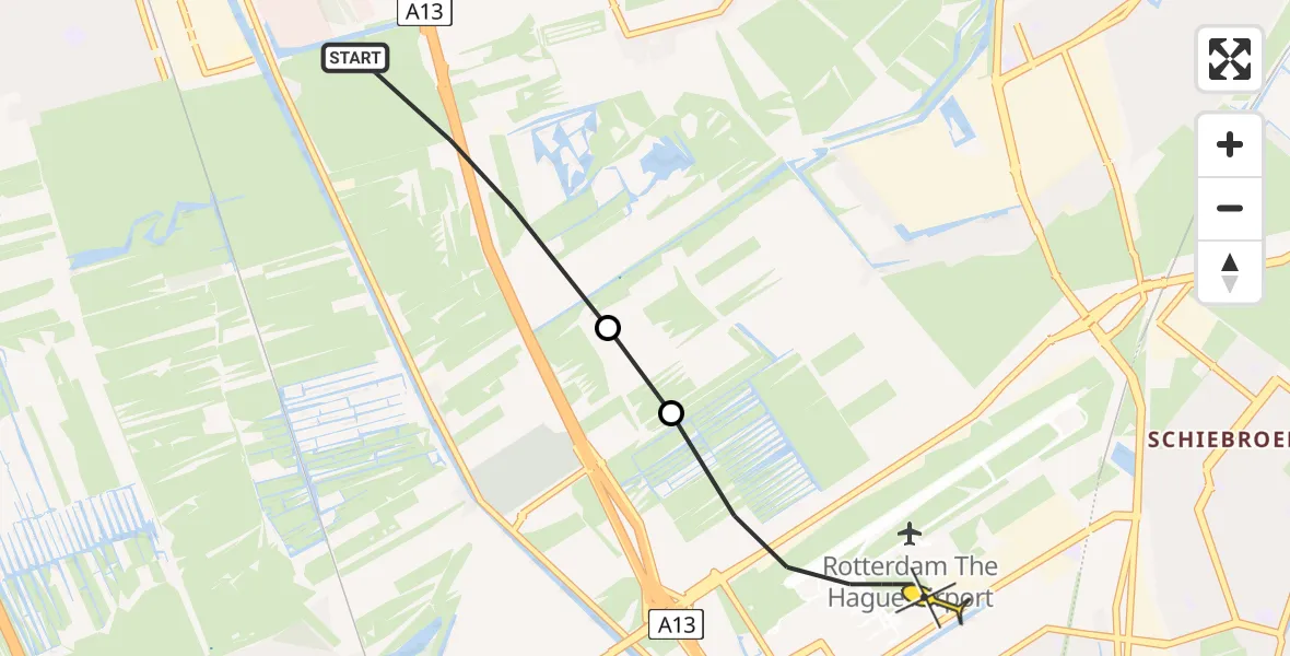 Routekaart van de vlucht: Lifeliner 2 naar Rotterdam The Hague Airport