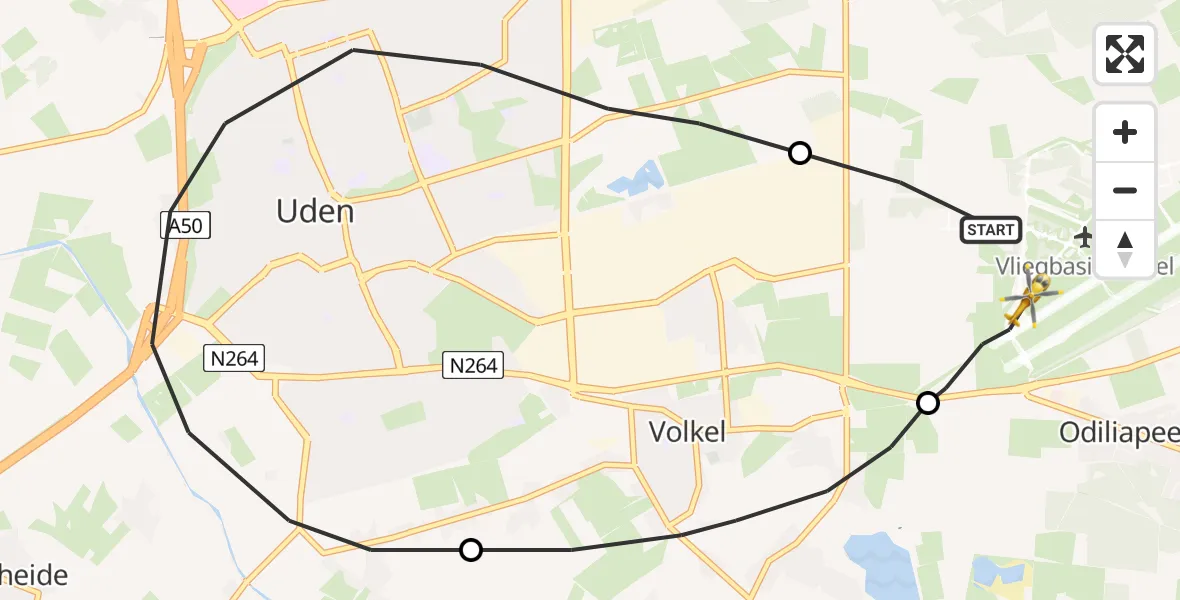 Vluchtroute Traumahelikopter Vliegbasis Volkel - Vliegbasis Volkel, 22 januari 2023, 15:48