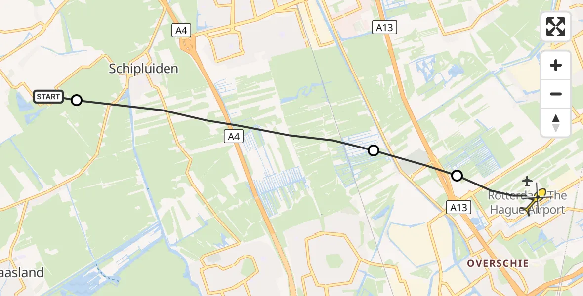 Routekaart van de vlucht: Lifeliner 2 naar Rotterdam The Hague Airport