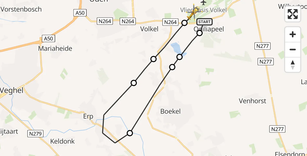 Vluchtroute Traumahelikopter Vliegbasis Volkel - Vliegbasis Volkel, 23 januari 2023, 11:17