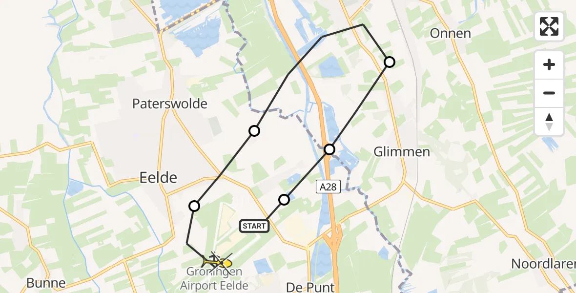 Routekaart van de vlucht: Lifeliner 4 naar Groningen Airport Eelde