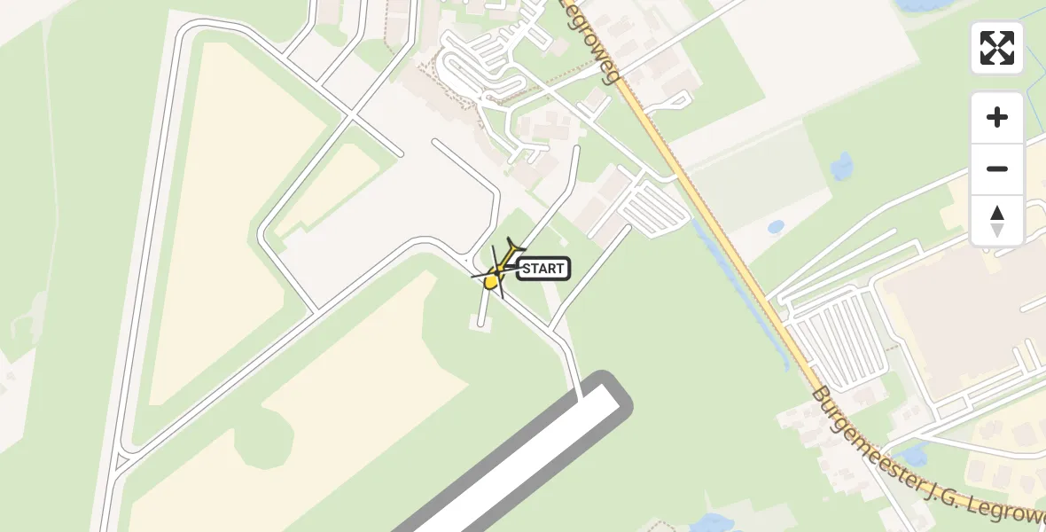 Routekaart van de vlucht: Traumahelikopter naar Groningen Airport Eelde