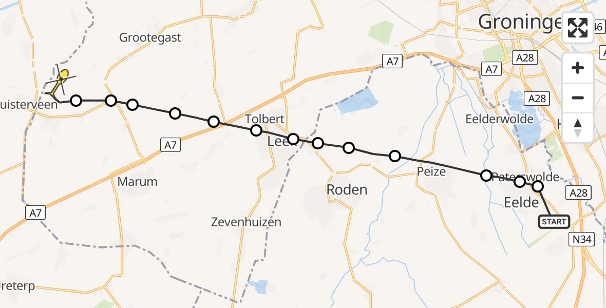 Routekaart van de vlucht: Lifeliner 4 naar Opende