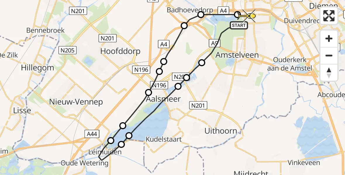 Routekaart van de vlucht: Lifeliner 1 naar VU Medisch Centrum Amsterdam