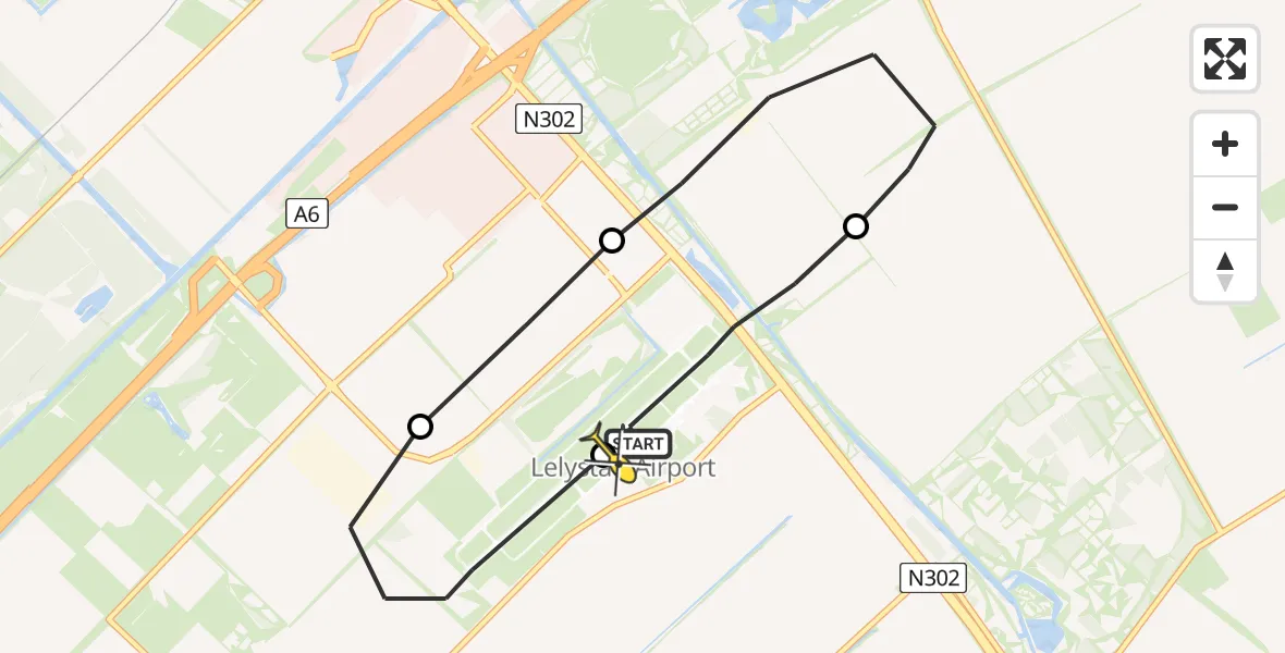 Routekaart van de vlucht: Traumaheli naar Lelystad Airport