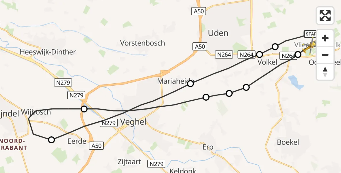 Vluchtroute Traumahelikopter Vliegbasis Volkel - Vliegbasis Volkel, 23 januari 2023, 16:56