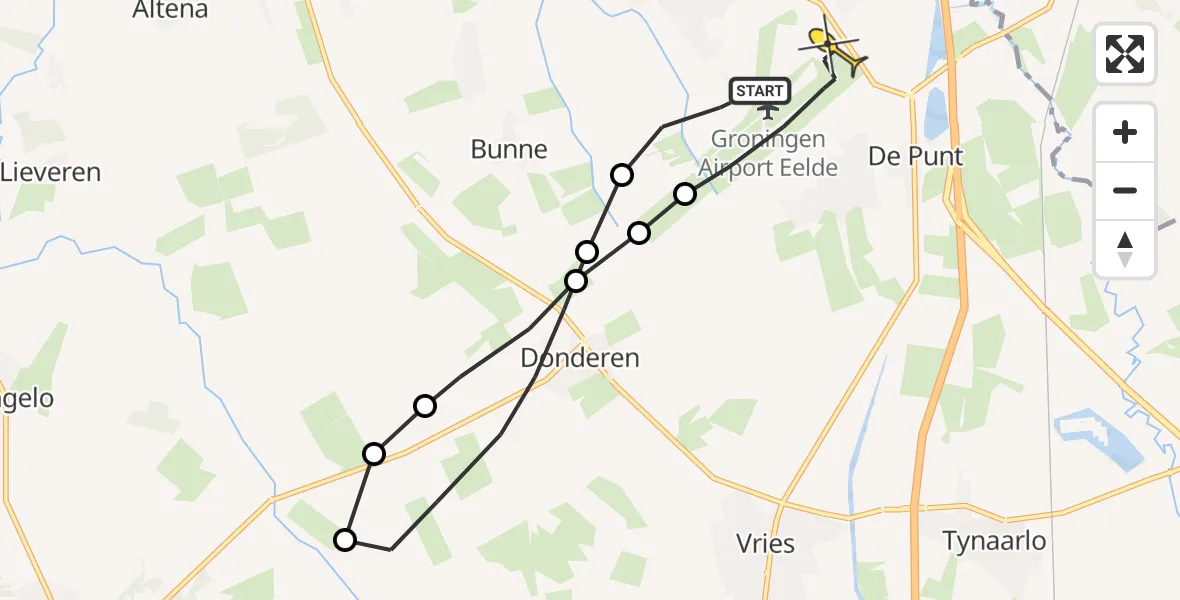 Routekaart van de vlucht: Lifeliner 4 naar Groningen Airport Eelde