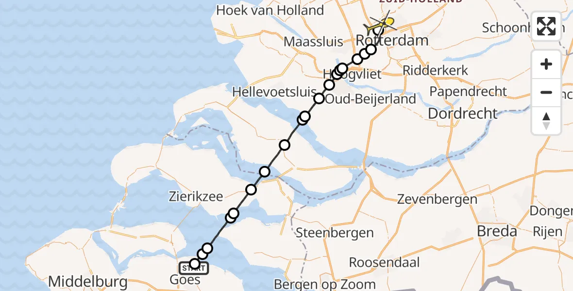 Routekaart van de vlucht: Lifeliner 2 naar Rotterdam The Hague Airport