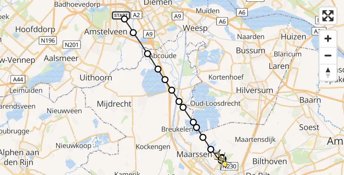 Routekaart van de vlucht: Lifeliner 1 naar Maarssen