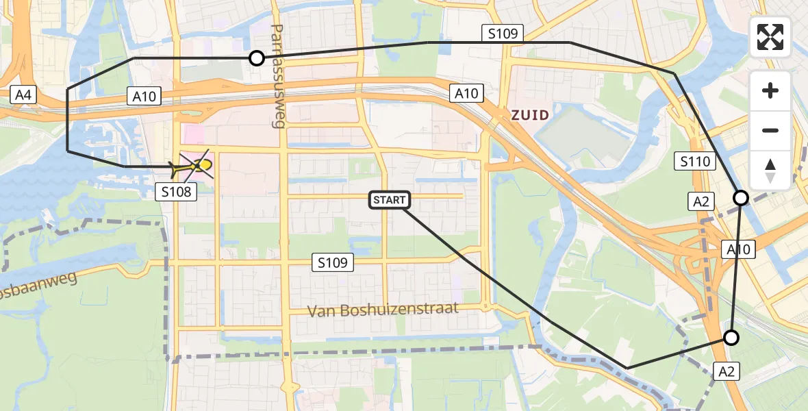 Routekaart van de vlucht: Lifeliner 1 naar VU Medisch Centrum Amsterdam