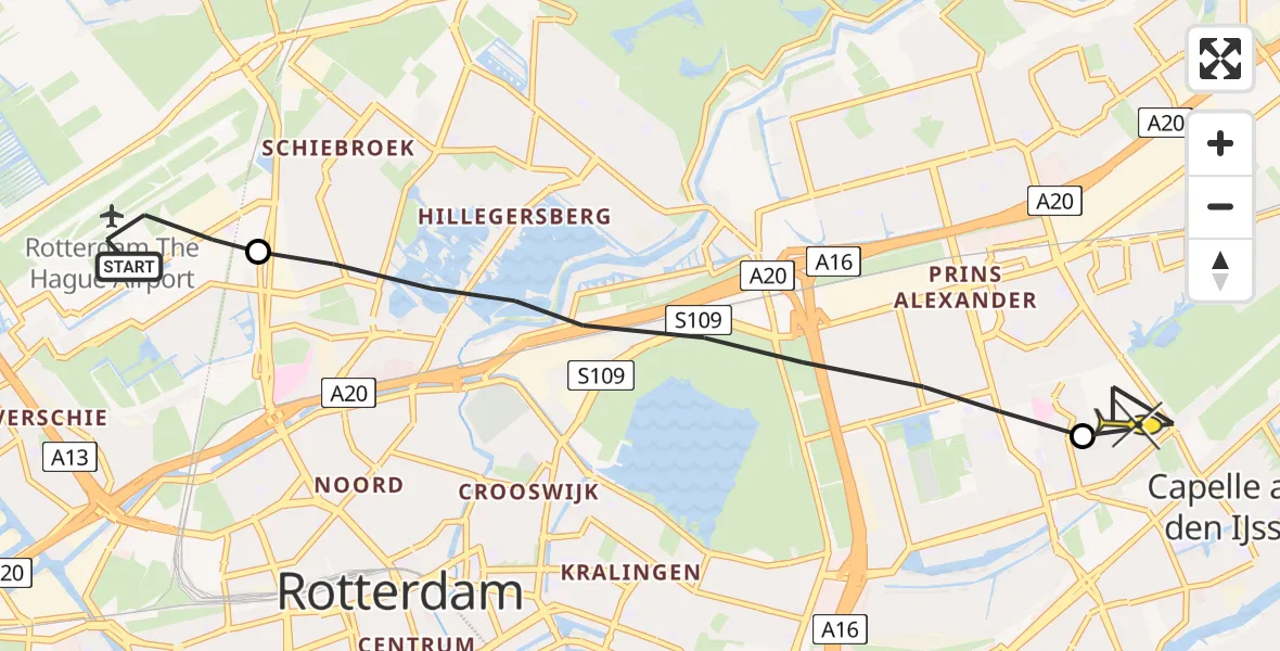 Routekaart van de vlucht: Lifeliner 2 naar Capelle aan den IJssel