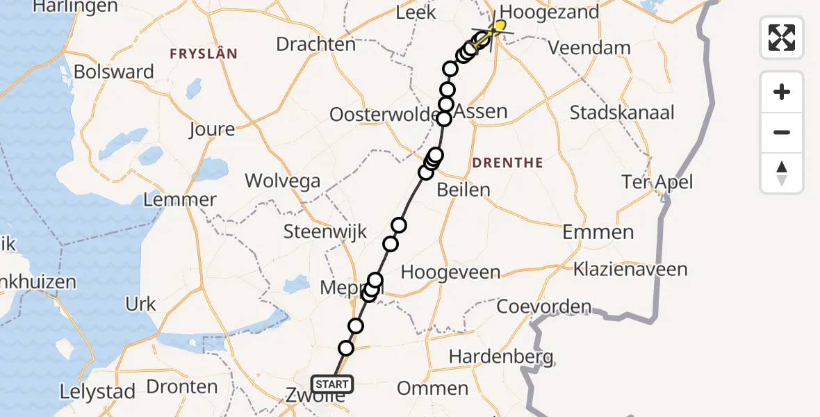 Routekaart van de vlucht: Lifeliner 4 naar Groningen Airport Eelde