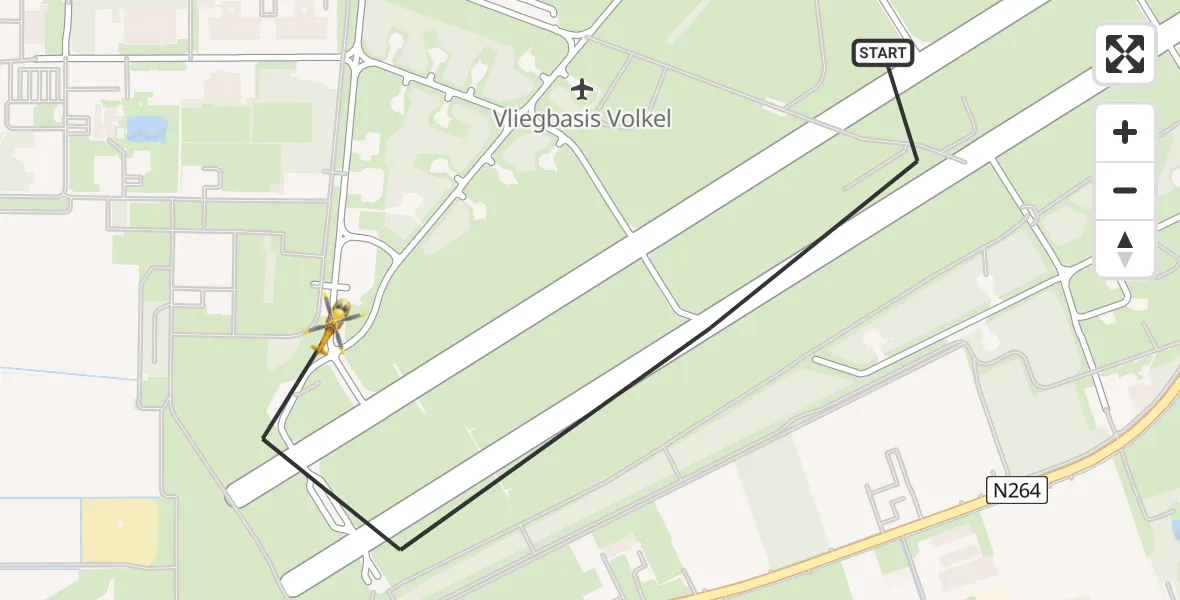 Vluchtroute Traumahelikopter Vliegbasis Volkel - Vliegbasis Volkel, 24 januari 2023, 10:52