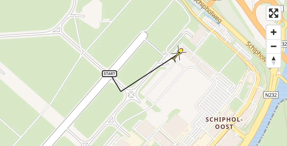 Vluchtroute Politiehelikopter van Schiphol naar Schiphol
