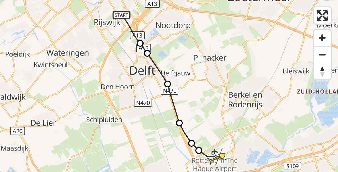 Routekaart van de vlucht: Lifeliner 2 naar Rotterdam The Hague Airport