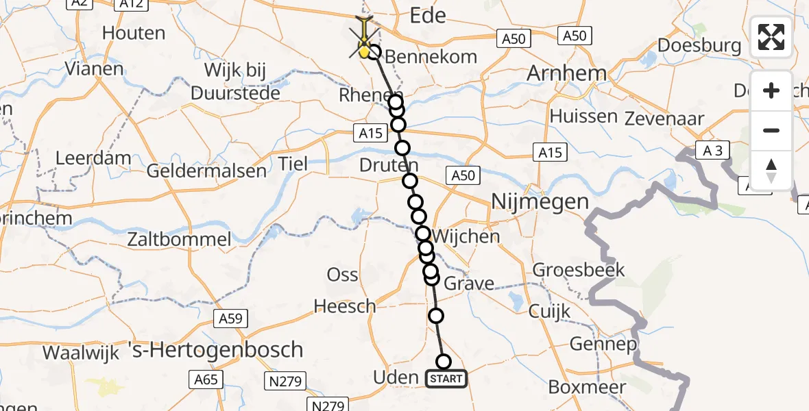 Routekaart van de vlucht: Lifeliner 3 naar Veenendaal