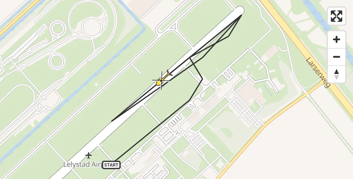 Routekaart van de vlucht: Traumahelikopter naar Lelystad Airport