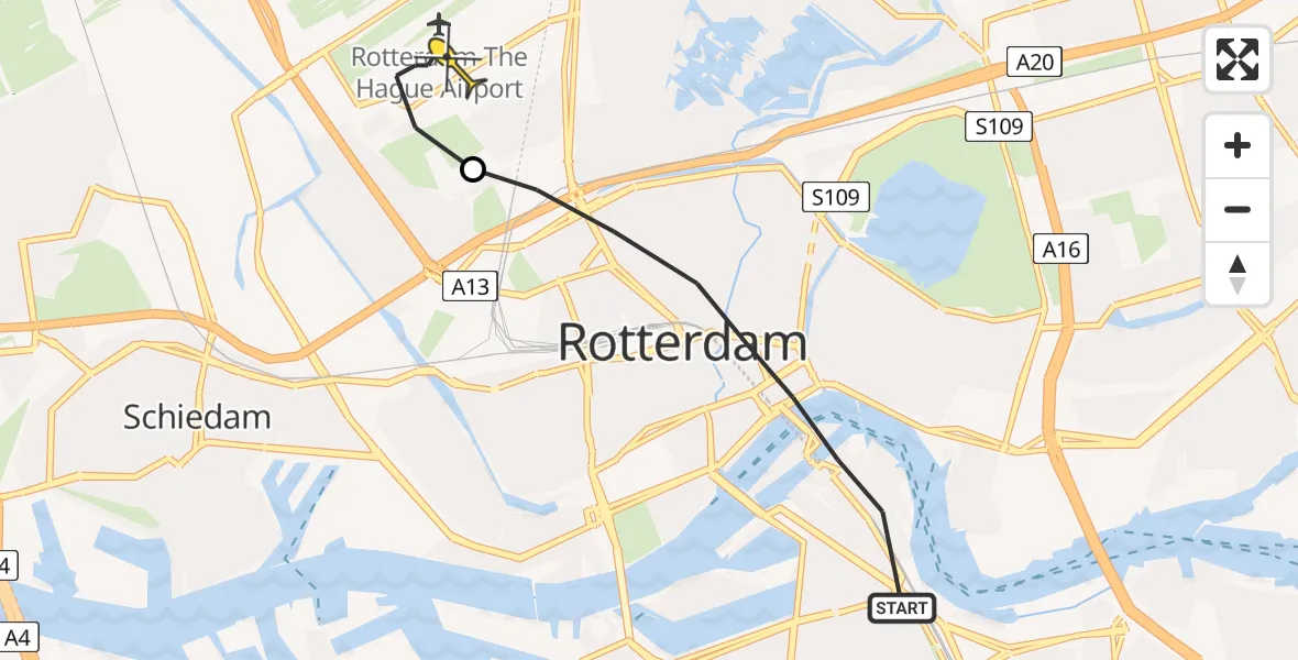 Routekaart van de vlucht: Lifeliner 2 naar Rotterdam The Hague Airport