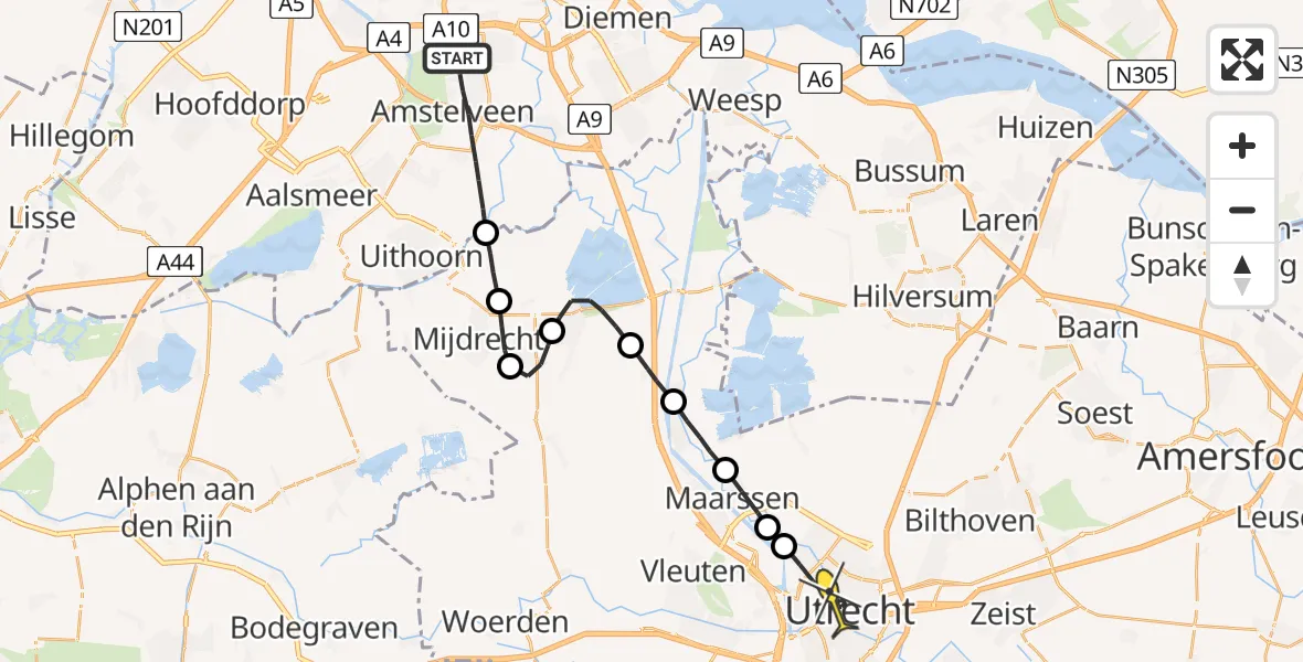 Routekaart van de vlucht: Lifeliner 1 naar Utrecht