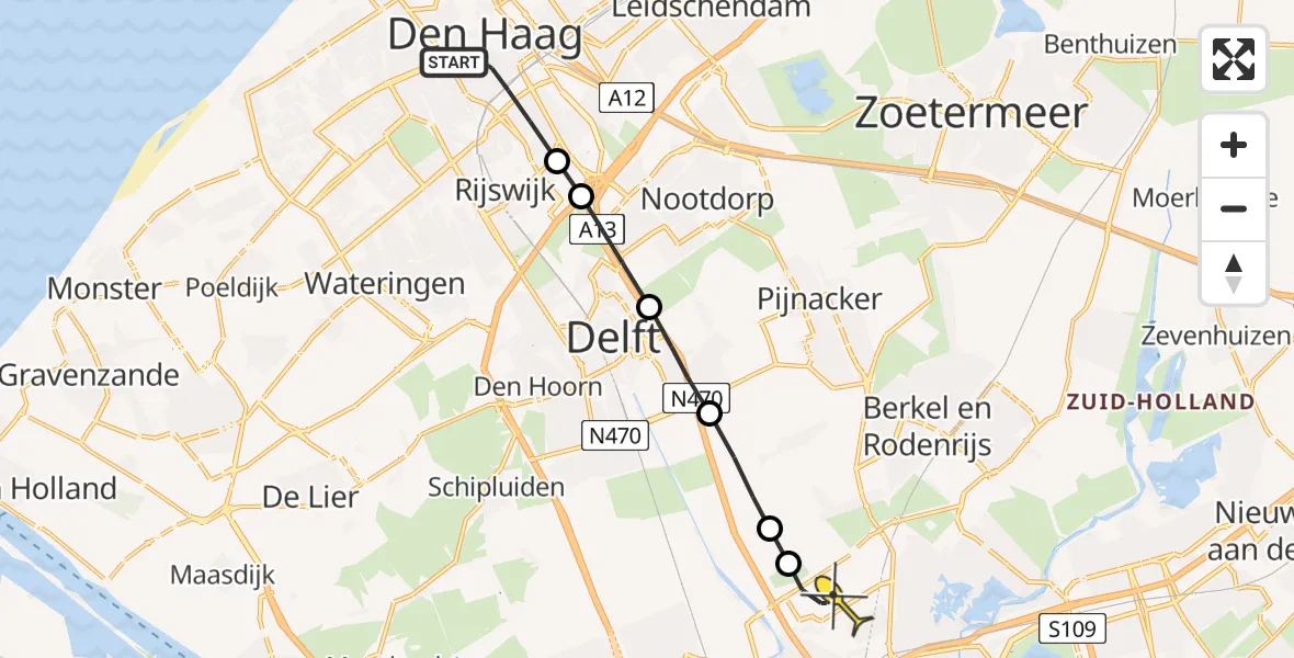 Routekaart van de vlucht: Lifeliner 2 naar Rotterdam The Hague Airport