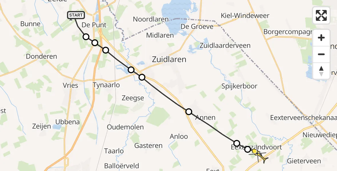 Routekaart van de vlucht: Lifeliner 4 naar Eexterzandvoort