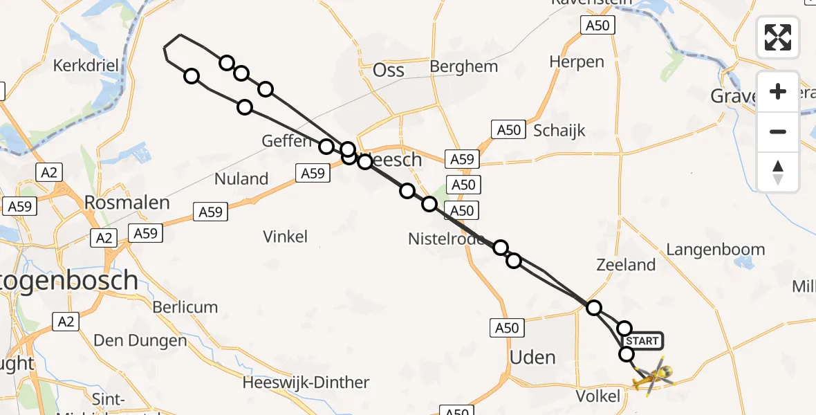 Vluchtroute Traumahelikopter Vliegbasis Volkel - Vliegbasis Volkel, 26 januari 2023, 13:40