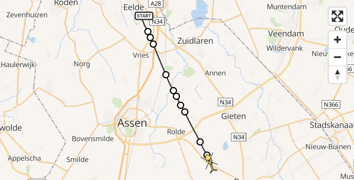 Routekaart van de vlucht: Lifeliner 4 naar Papenvoort