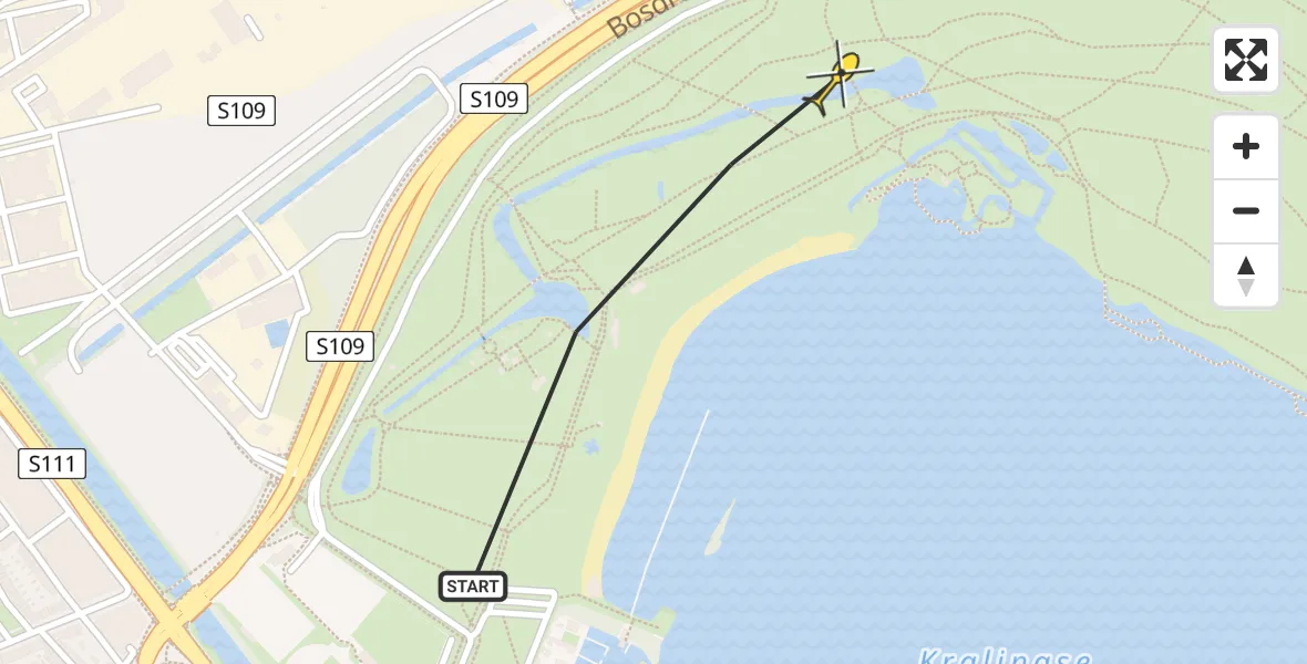 Vluchtroute Politiehelikopter van Rotterdam naar Rotterdam