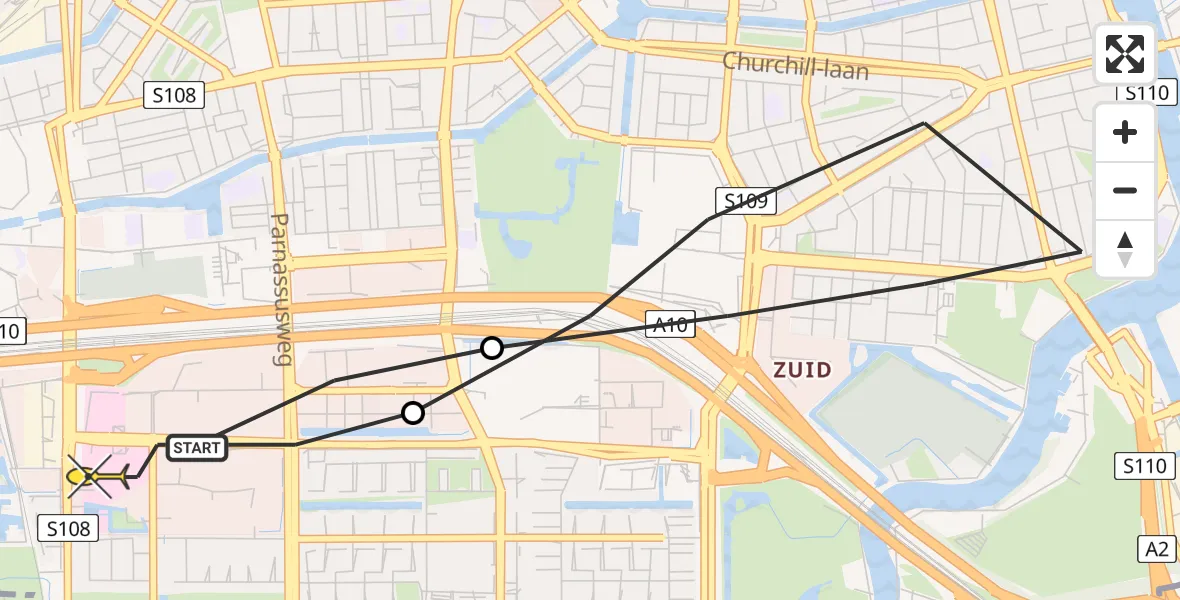 Routekaart van de vlucht: Lifeliner 1 naar VU Medisch Centrum Amsterdam