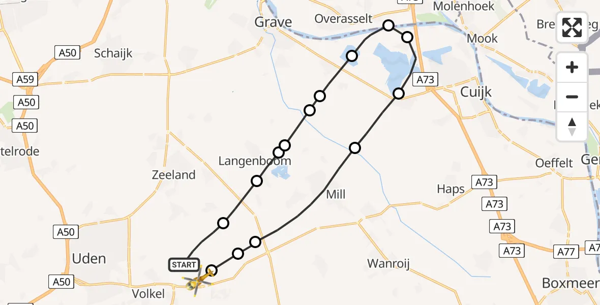 Vluchtroute Traumahelikopter Vliegbasis Volkel - Vliegbasis Volkel, 26 januari 2023, 17:52